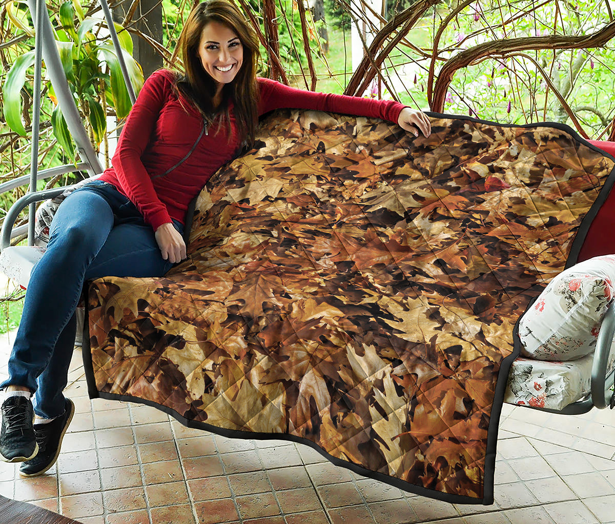 Fall Leaves Hunting Camouflage Print Quilt