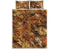 Fall Leaves Hunting Camouflage Print Quilt Bed Set