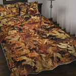 Fall Leaves Hunting Camouflage Print Quilt Bed Set