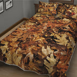 Fall Leaves Hunting Camouflage Print Quilt Bed Set