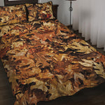 Fall Leaves Hunting Camouflage Print Quilt Bed Set