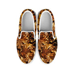 Fall Leaves Hunting Camouflage Print White Slip On Shoes