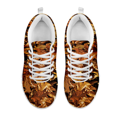 Fall Leaves Hunting Camouflage Print White Sneakers
