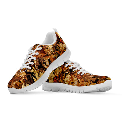 Fall Leaves Hunting Camouflage Print White Sneakers