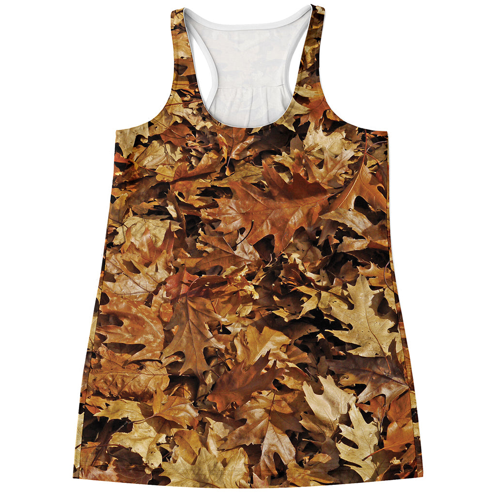 Fall Leaves Hunting Camouflage Print Women's Racerback Tank Top