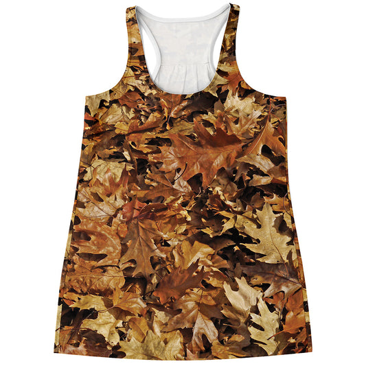 Fall Leaves Hunting Camouflage Print Women's Racerback Tank Top