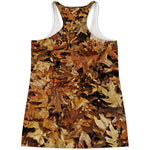 Fall Leaves Hunting Camouflage Print Women's Racerback Tank Top