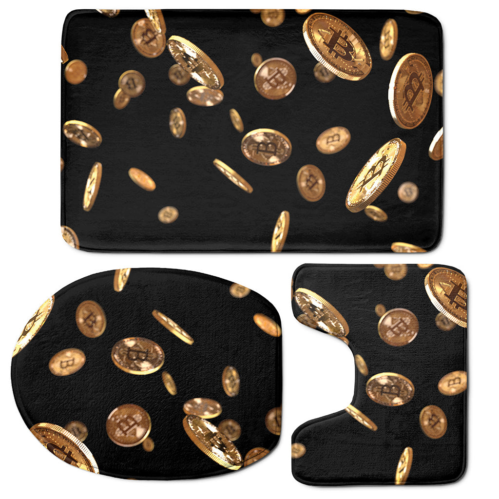 Falling Bitcoin Print 3 Piece Bath Mat Set