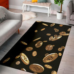 Falling Bitcoin Print Area Rug