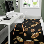 Falling Bitcoin Print Area Rug