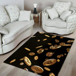 Falling Bitcoin Print Area Rug