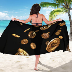 Falling Bitcoin Print Beach Sarong Wrap