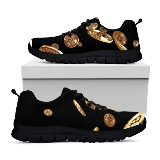 Falling Bitcoin Print Black Sneakers