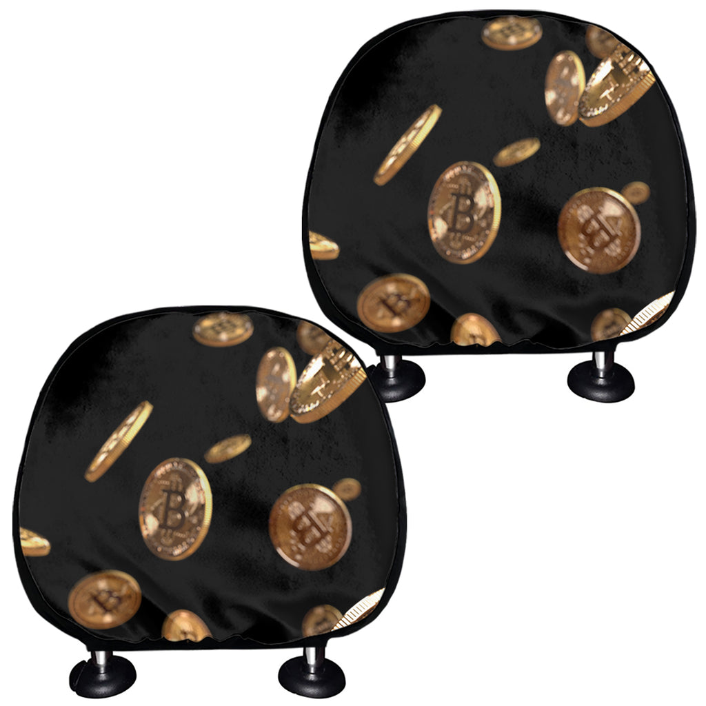 Falling Bitcoin Print Car Headrest Covers