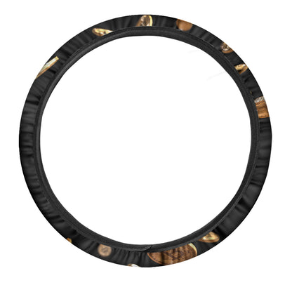 Falling Bitcoin Print Car Steering Wheel Cover