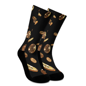 Falling Bitcoin Print Crew Socks