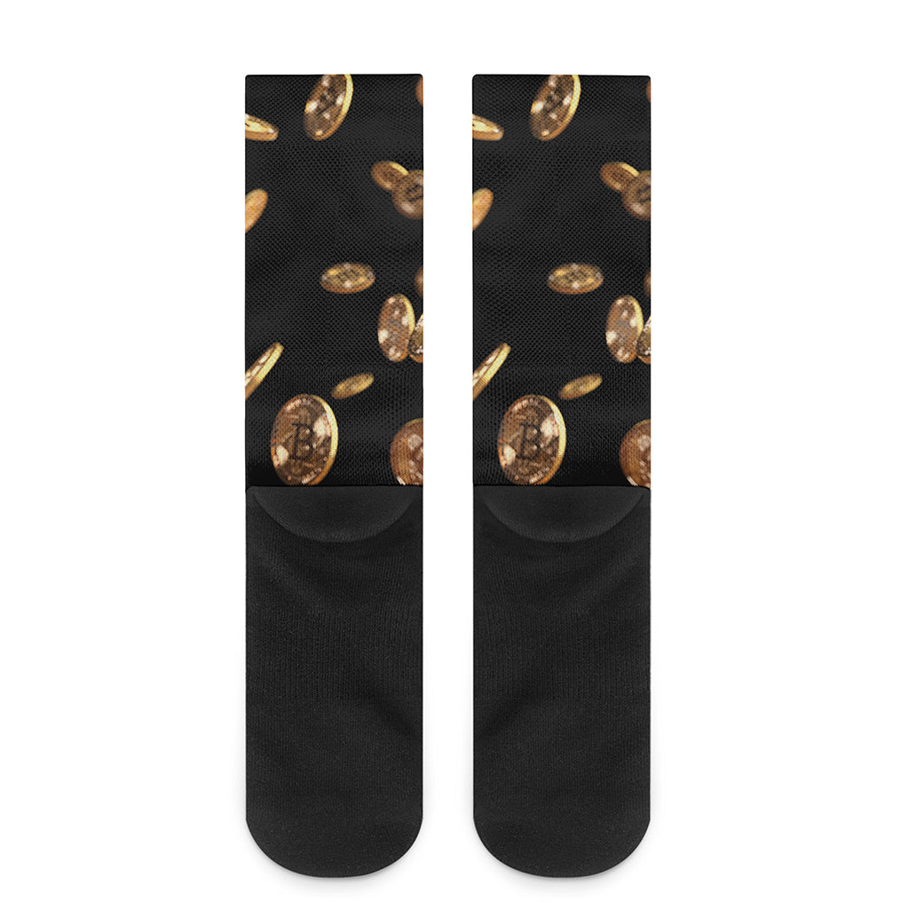 Falling Bitcoin Print Crew Socks