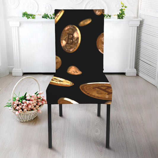 Falling Bitcoin Print Dining Chair Slipcover