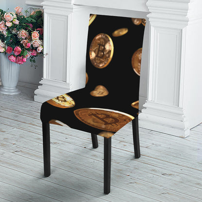Falling Bitcoin Print Dining Chair Slipcover
