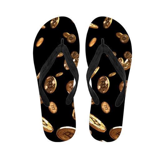 Falling Bitcoin Print Flip Flops