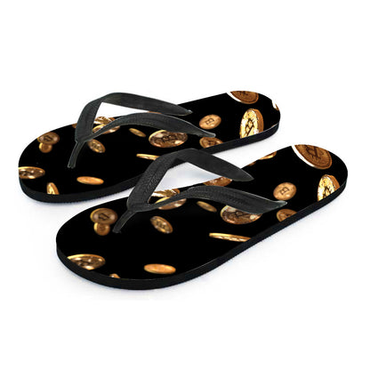 Falling Bitcoin Print Flip Flops