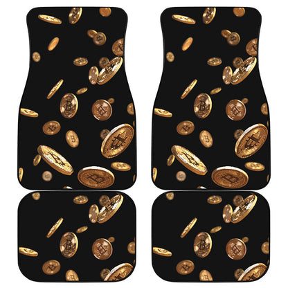 Falling Bitcoin Print Front and Back Car Floor Mats