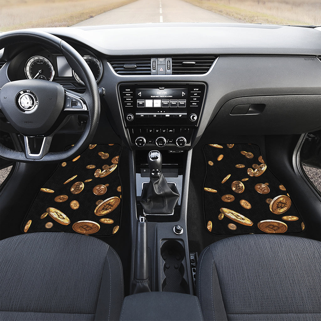 Falling Bitcoin Print Front and Back Car Floor Mats