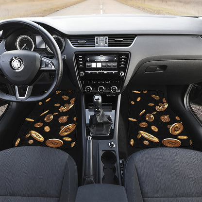 Falling Bitcoin Print Front and Back Car Floor Mats