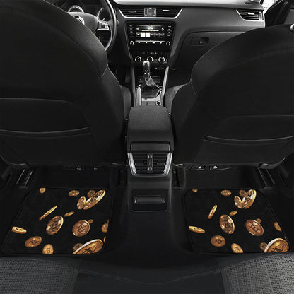 Falling Bitcoin Print Front and Back Car Floor Mats