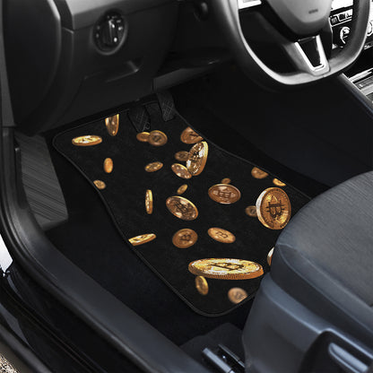 Falling Bitcoin Print Front and Back Car Floor Mats