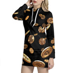 Falling Bitcoin Print Hoodie Dress