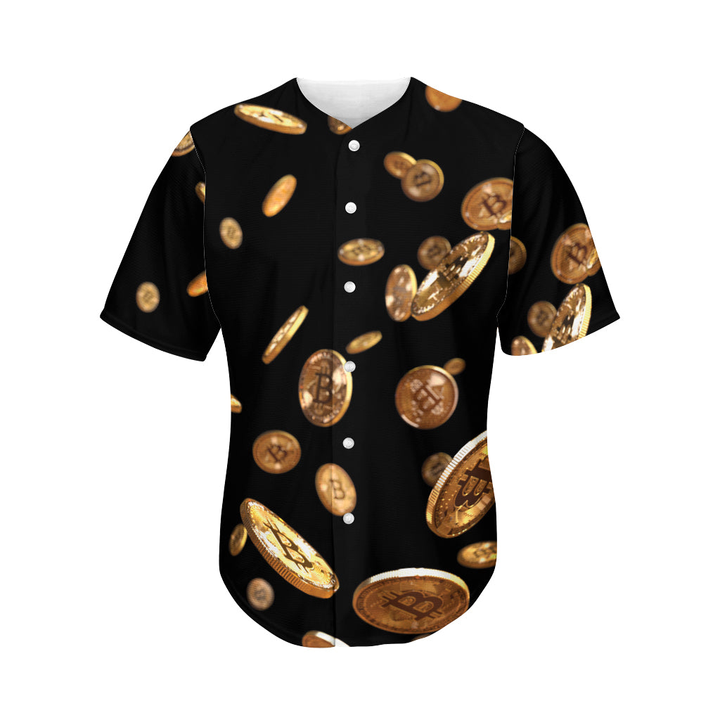 Falling Bitcoin Print Men's Baseball Jersey