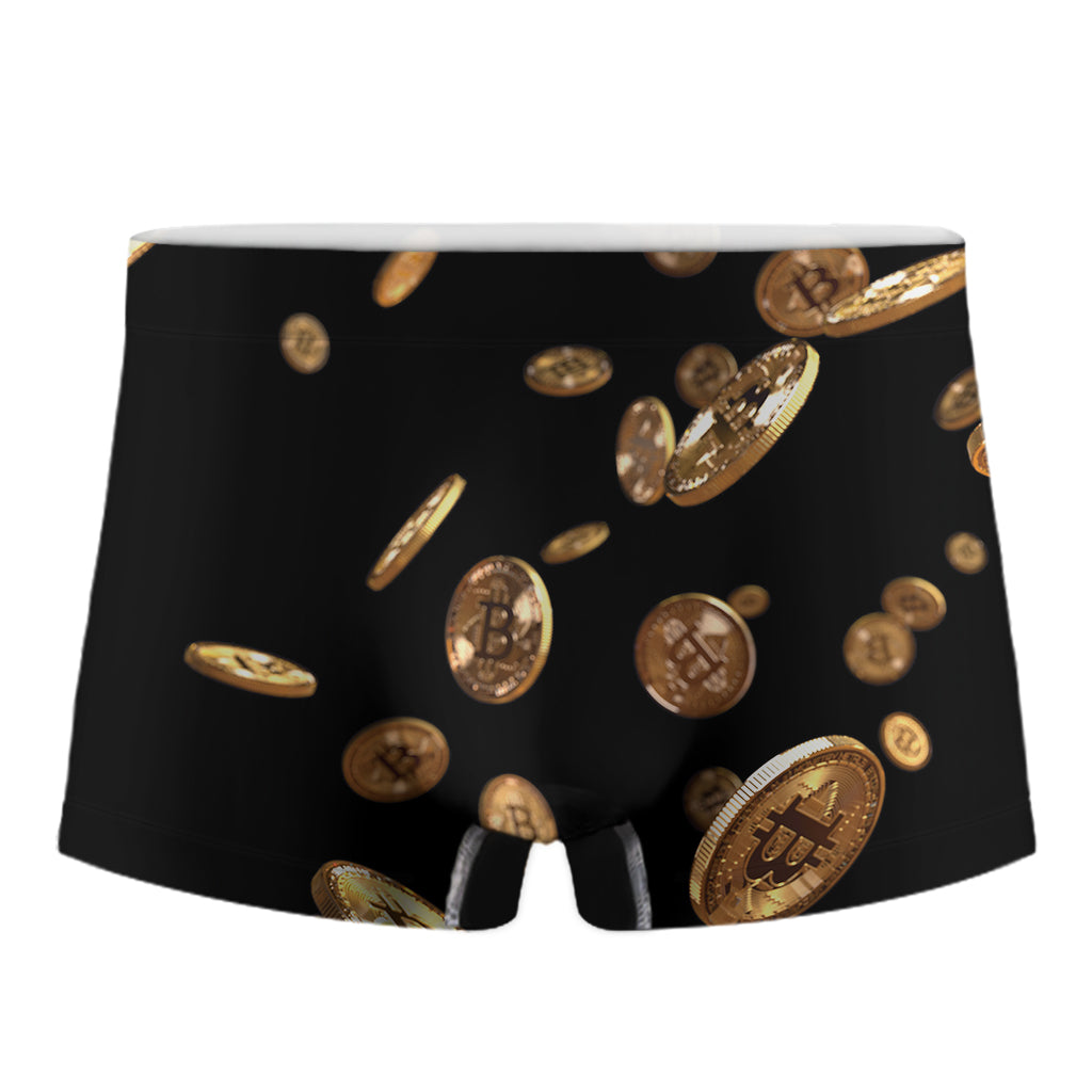 Falling Bitcoin Print Men's Boxer Briefs