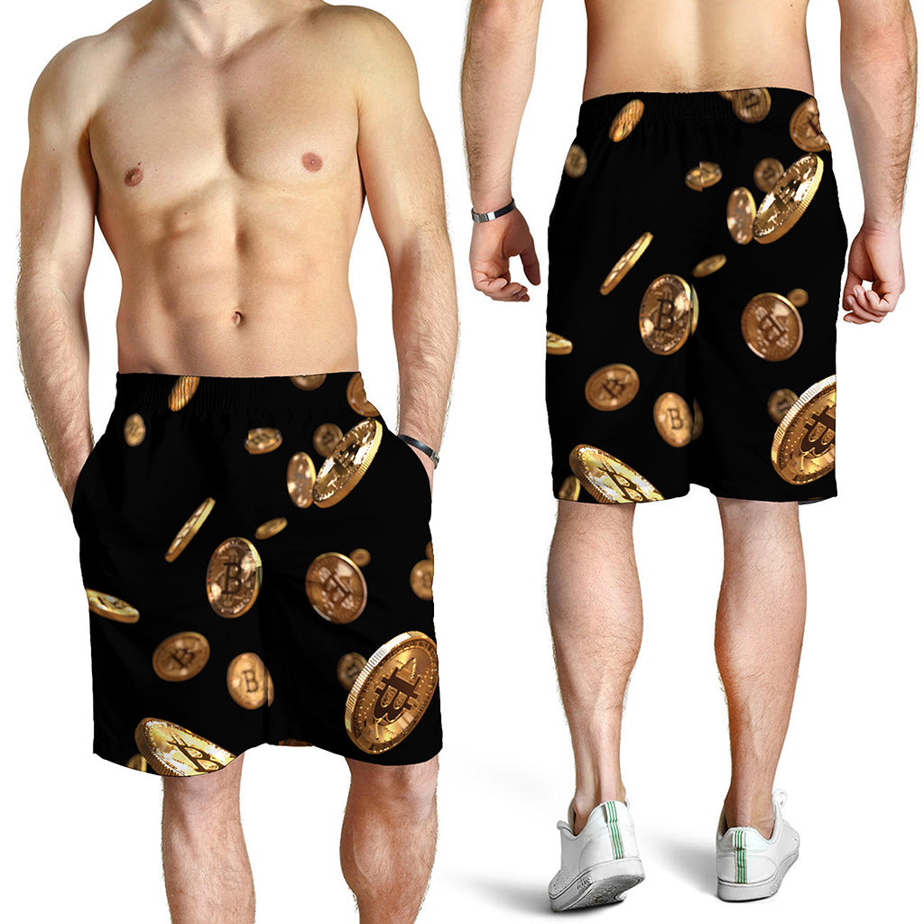 Falling Bitcoin Print Men's Shorts