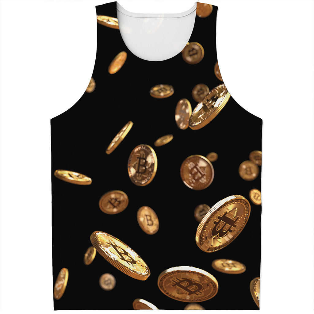 Falling Bitcoin Print Men's Tank Top