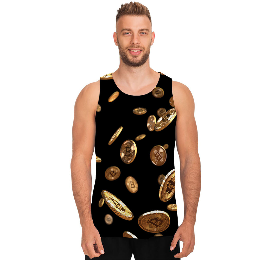 Falling Bitcoin Print Men's Tank Top