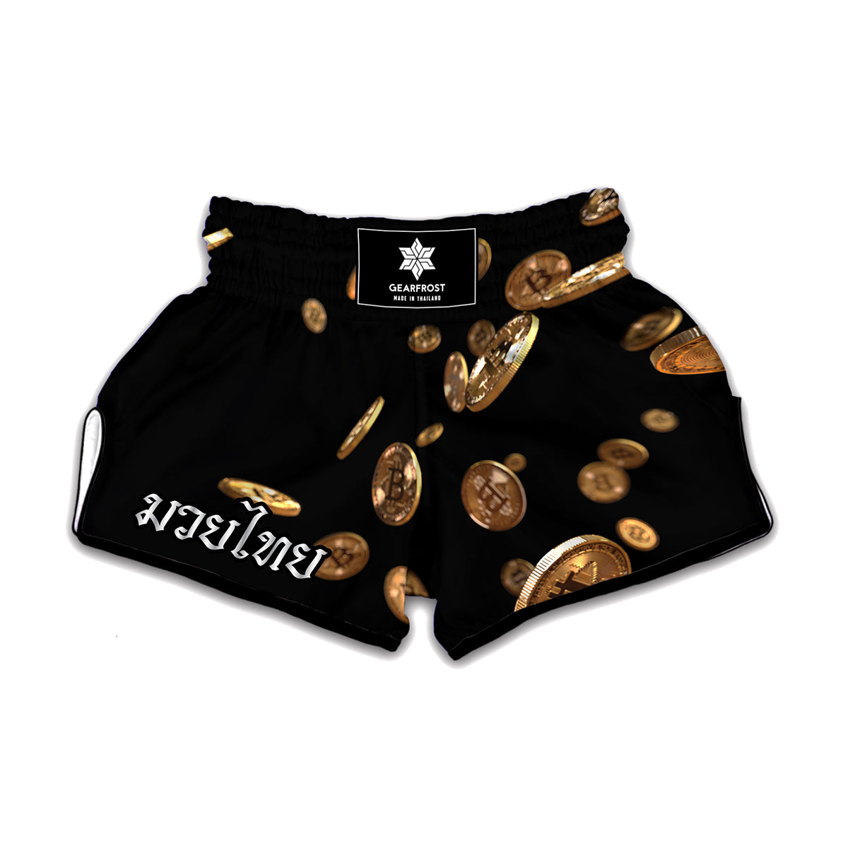 Falling Bitcoin Print Muay Thai Boxing Shorts