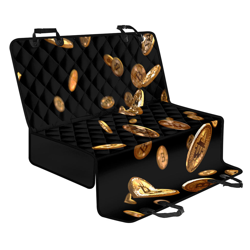 Falling Bitcoin Print Pet Car Back Seat Cover