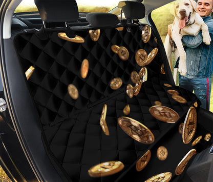 Falling Bitcoin Print Pet Car Back Seat Cover