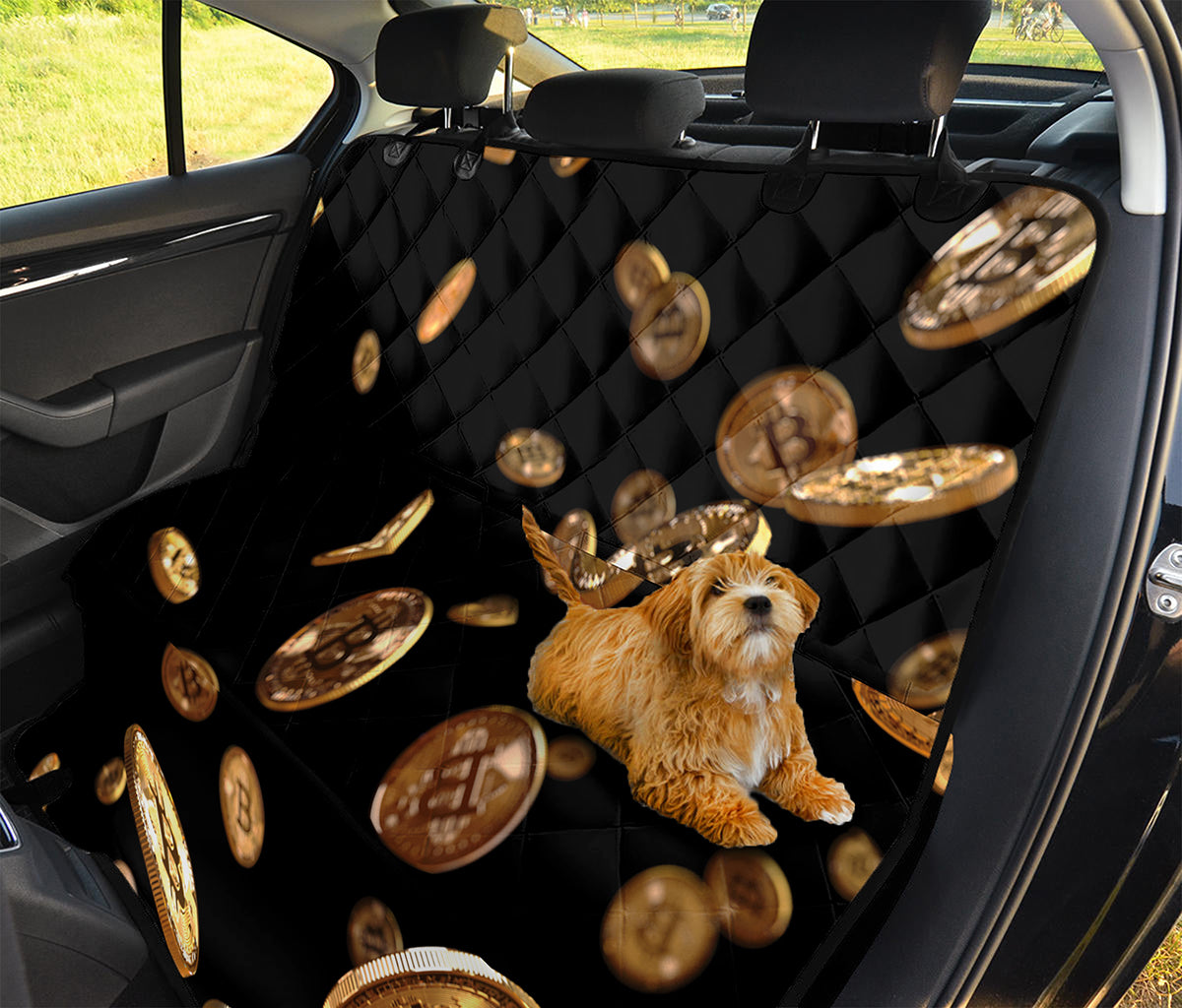Falling Bitcoin Print Pet Car Back Seat Cover