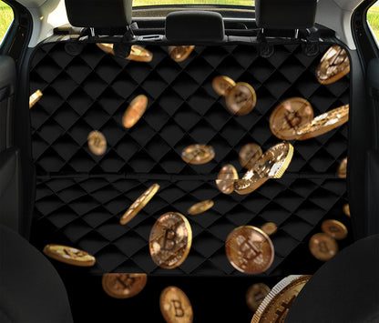 Falling Bitcoin Print Pet Car Back Seat Cover