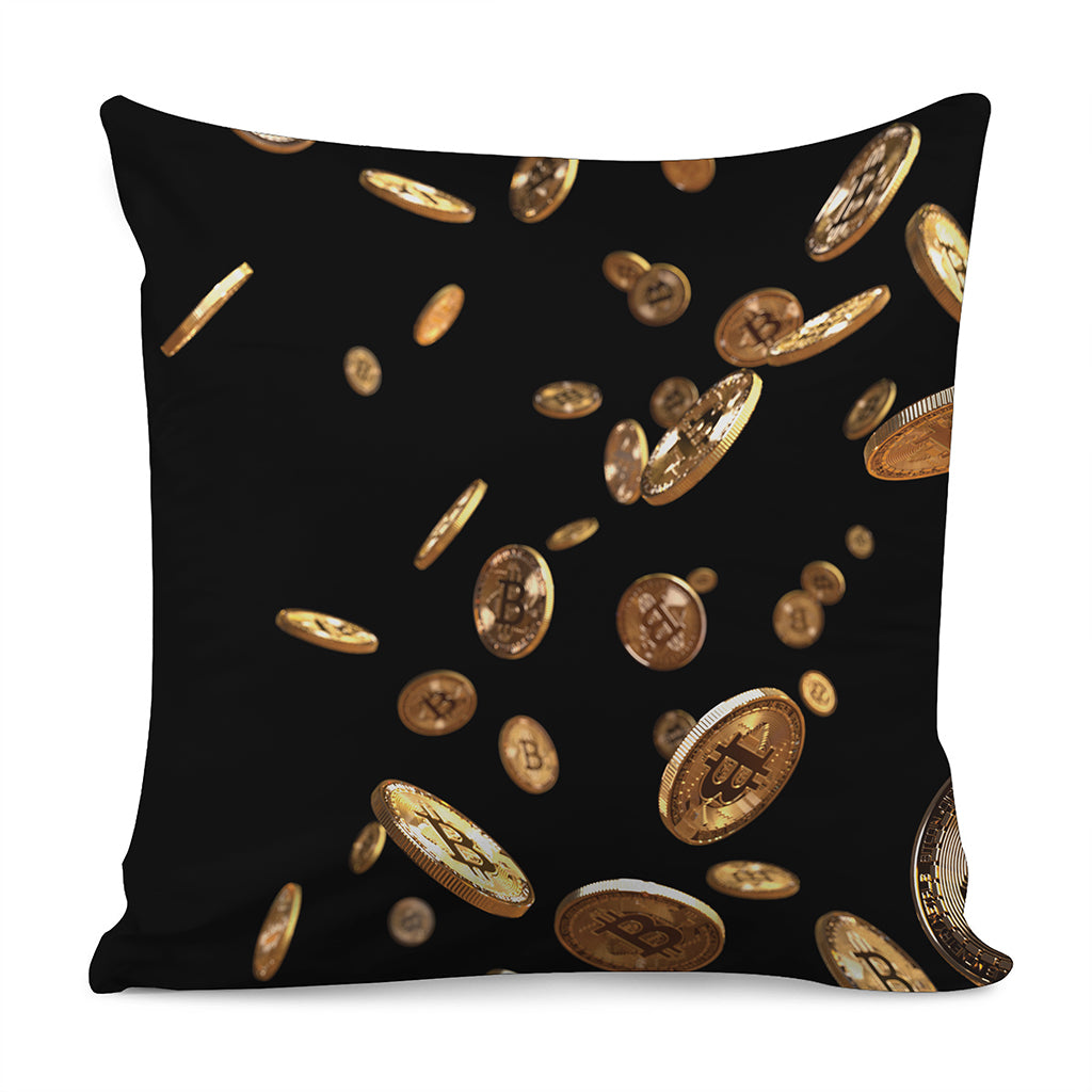 Falling Bitcoin Print Pillow Cover