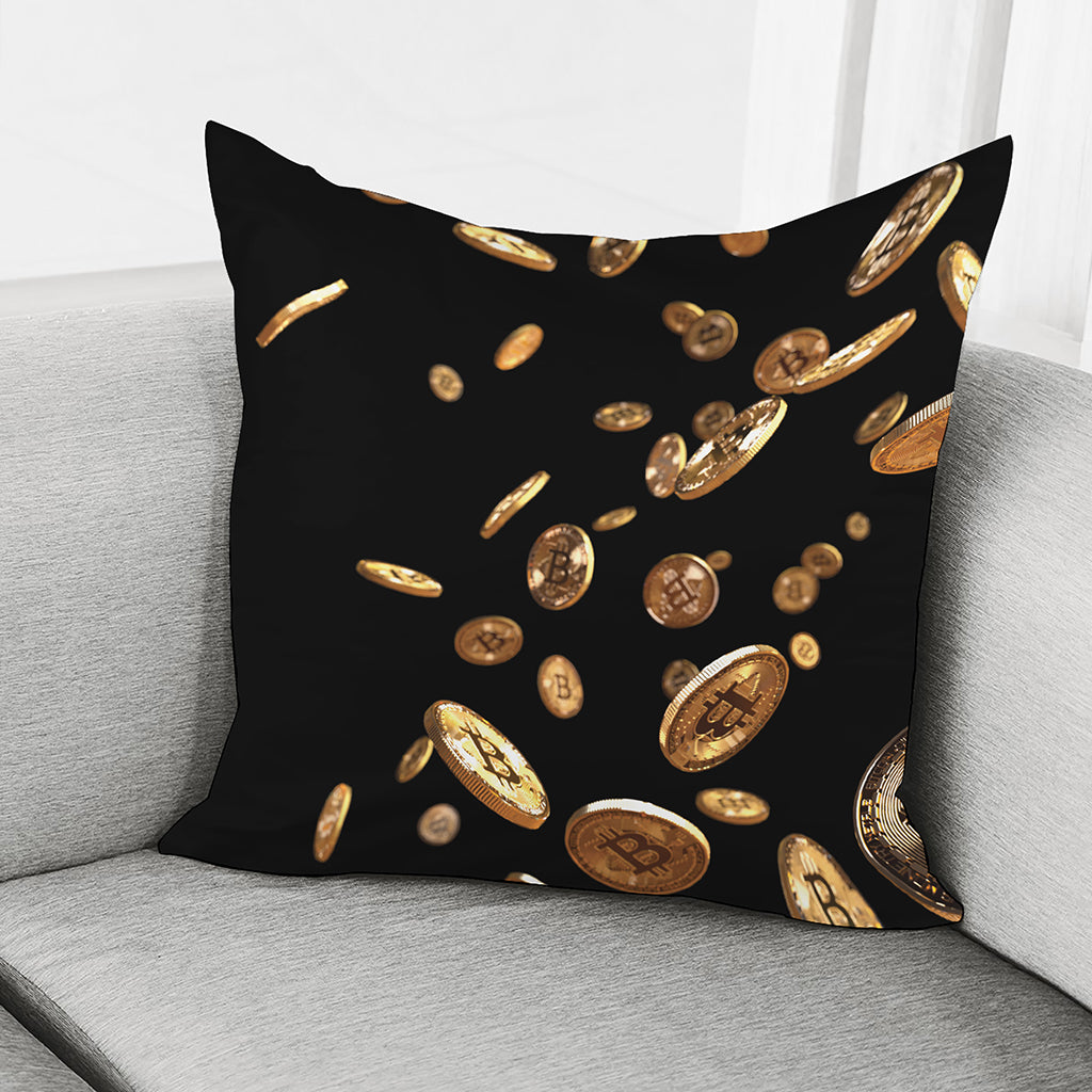 Falling Bitcoin Print Pillow Cover