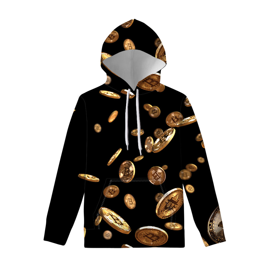 Falling Bitcoin Print Pullover Hoodie