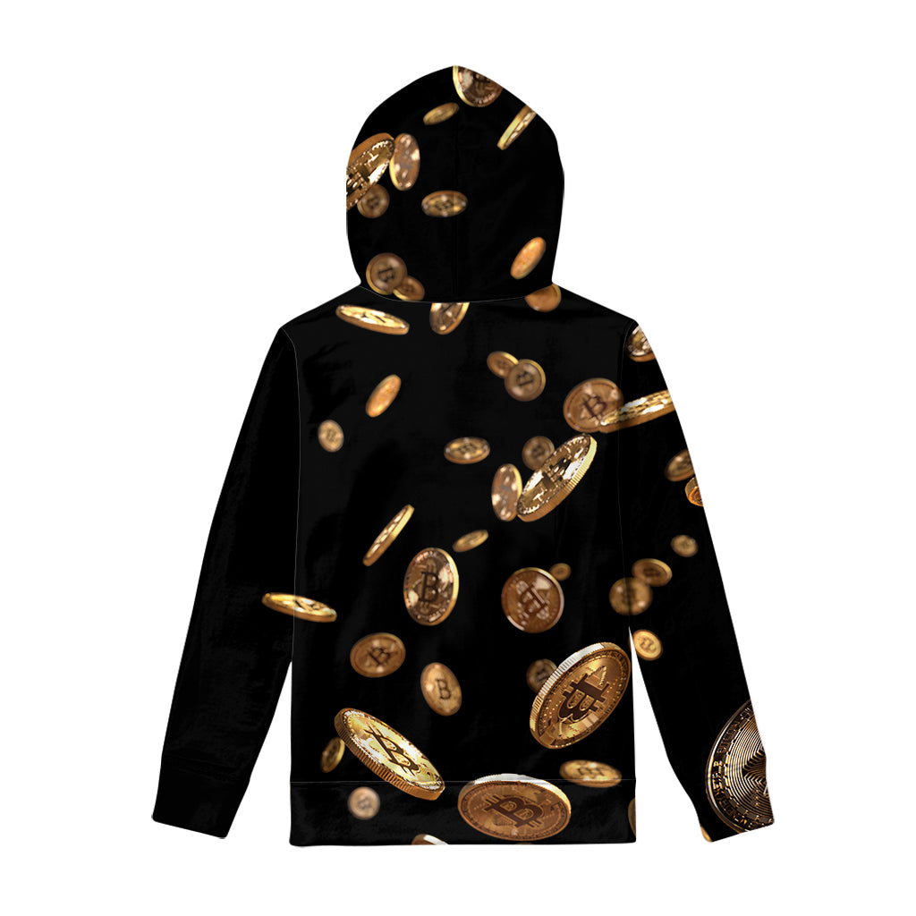 Falling Bitcoin Print Pullover Hoodie