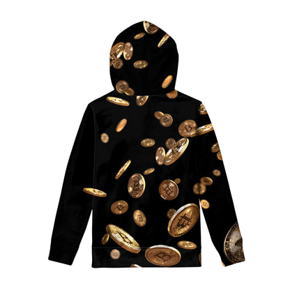 Falling Bitcoin Print Pullover Hoodie