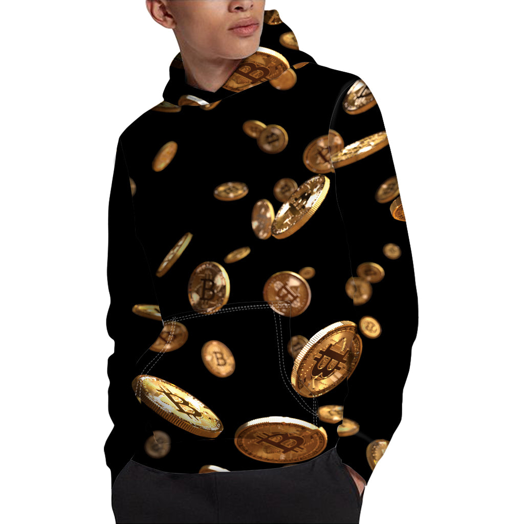 Falling Bitcoin Print Pullover Hoodie
