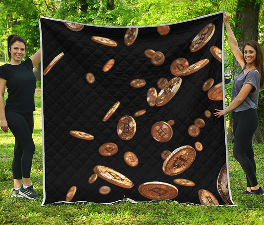Falling Bitcoin Print Quilt