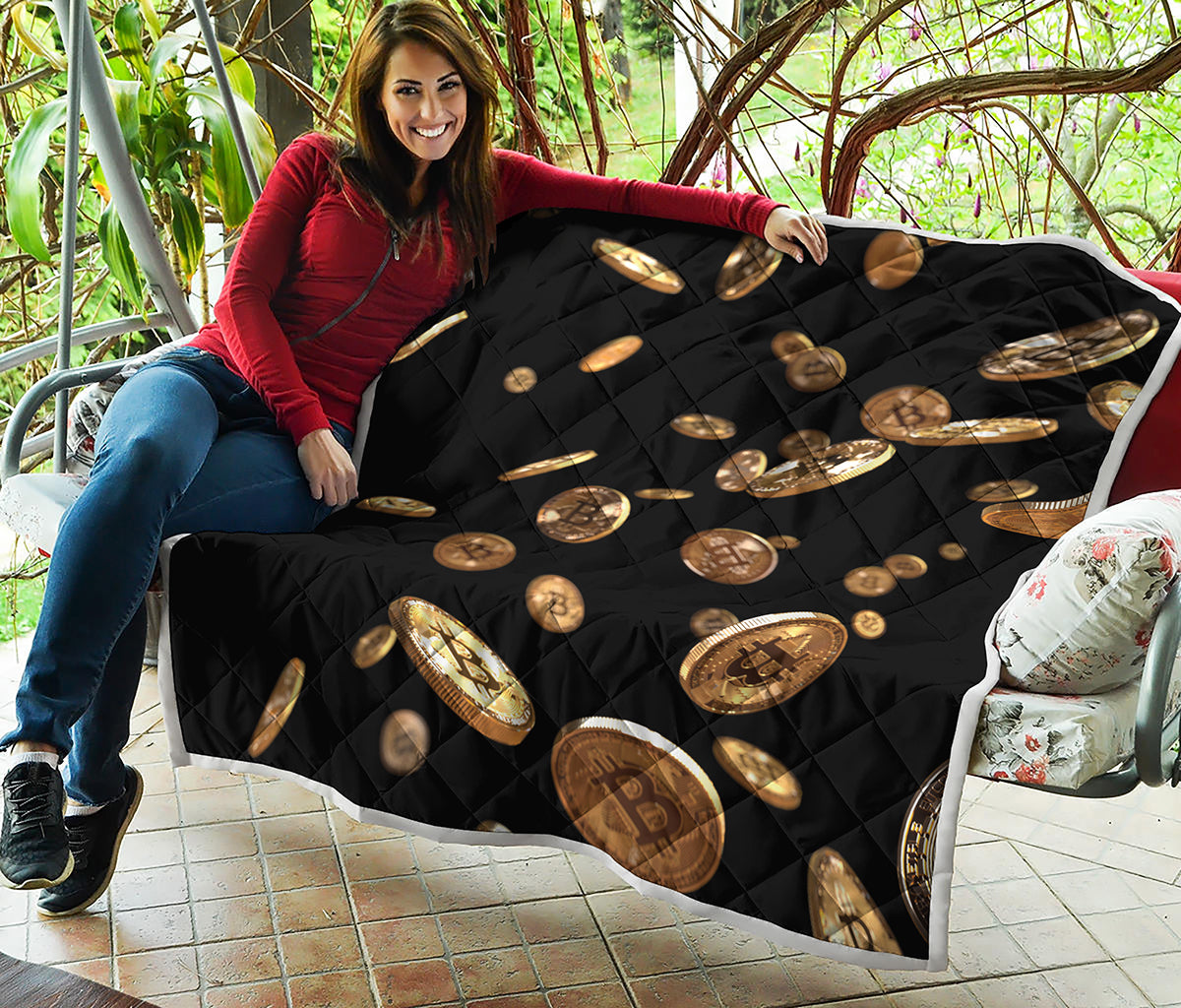 Falling Bitcoin Print Quilt