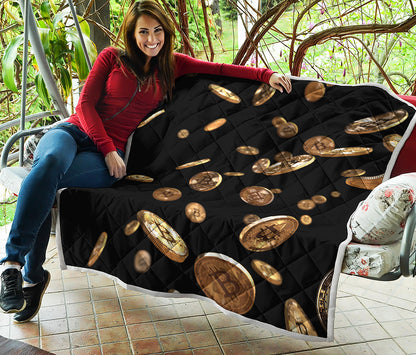 Falling Bitcoin Print Quilt